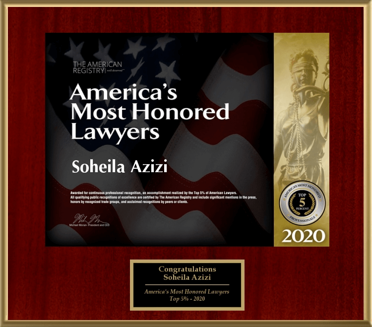 Congratulations Soheila Azizi | America's Most Honored Professionals | Top 5 % | 2020